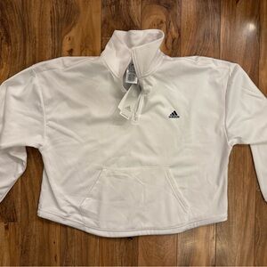 Adidas wide Crop Training White Pullover Zip.